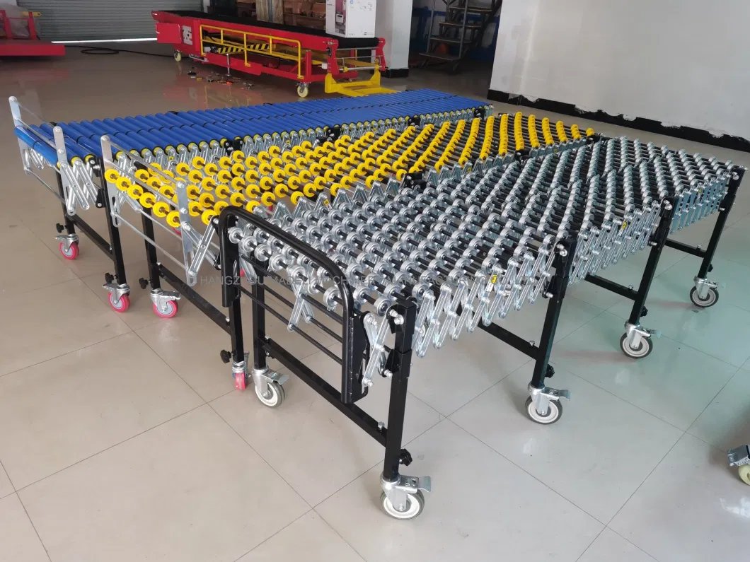 Vehicle Loading Offloading Gravity Flexible Expandable Roller Skate Wheel Conveyor