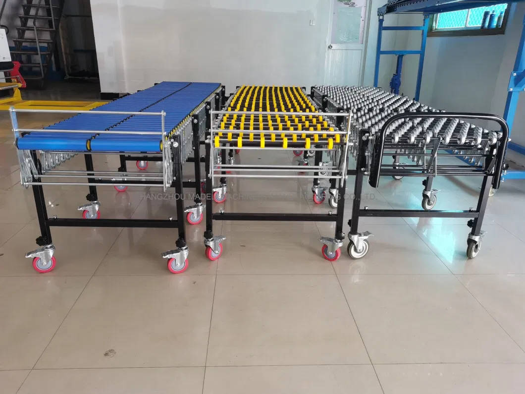 Vehicle Loading Offloading Gravity Flexible Expandable Roller Skate Wheel Conveyor